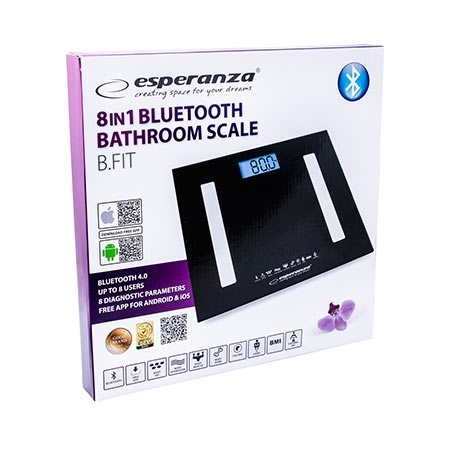Kućna vaga ESPERANZA 8in1 bluetooth scale BESTFIT black EBS016K